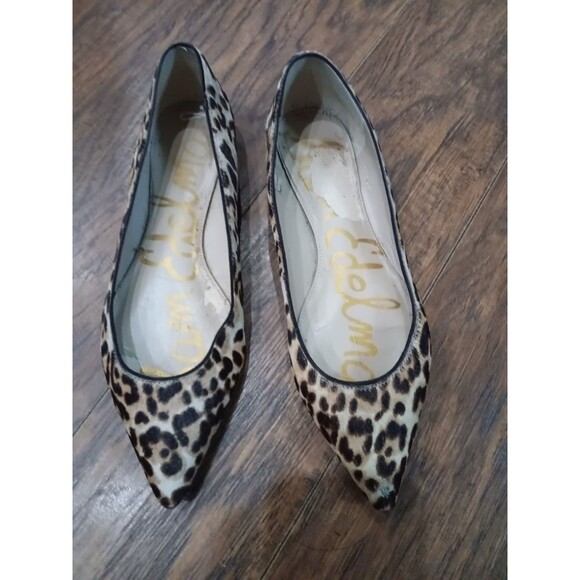 Size 7.5 Sam Edelman Lior Leopard Print Calf Hair Loafer Flats - Picture 3 of 6